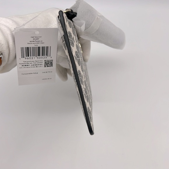 Kate Spade Lucy Spade Flower Medium L-zip Wristlet Black Multi - Picture 5 of 15